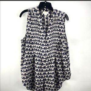 MAEVE ANTHROPOLOGY SPRING BLUE BUTTON BLOUSE SZ L